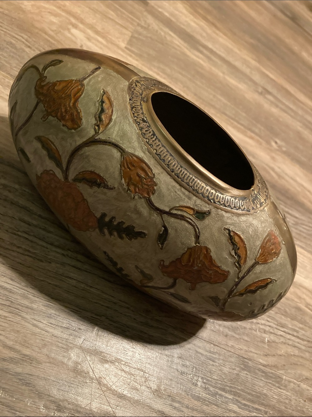 Oblong Brass Floral Vase